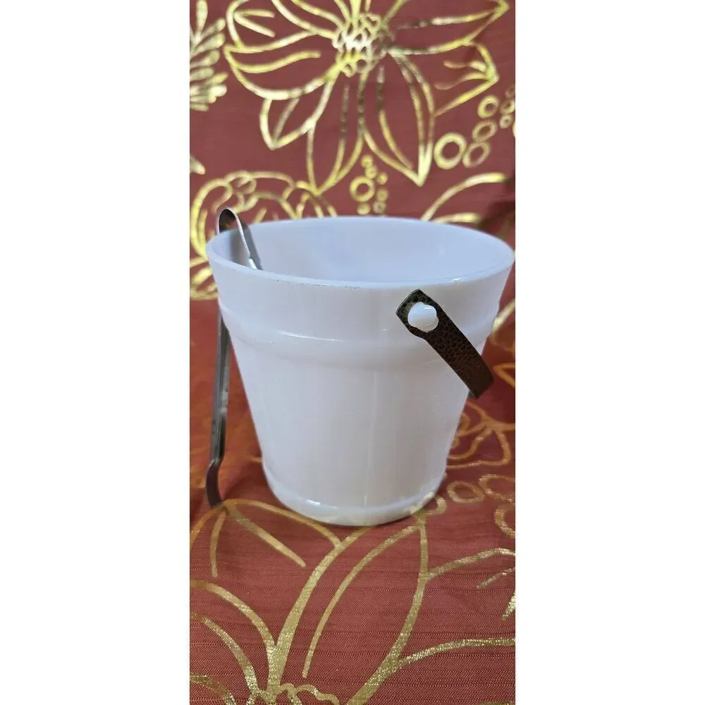 Vintage White Milk Glass Ice Bucket